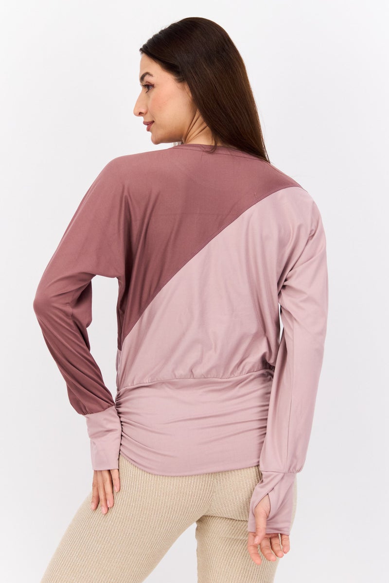 Tahari تي شيرت رياضي نسائي من تاهاري بأكمام طويلة مناسب للأنشطة الخارجية، لون موف - Image 3