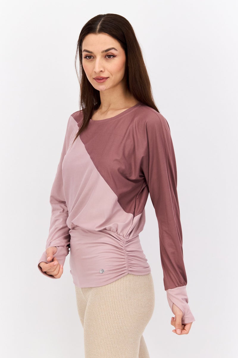 Tahari تي شيرت رياضي نسائي من تاهاري بأكمام طويلة مناسب للأنشطة الخارجية، لون موف - Image 2