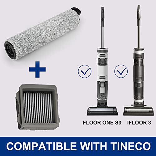 MXZONE Ifloor3 Roller Brush Replacement for Tineco iFloor 3 and Floor One S3 Cordless Wet Dry Vacuum Cleaner, 2 Brush Roller, 2 HEPA Filters - Image 2