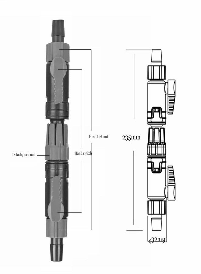 Chiffonade Grey Double Tap Plastic Connector Water Control Valve Filter Systems Aquarium Connector Accessories(16/22mm) - Image 2