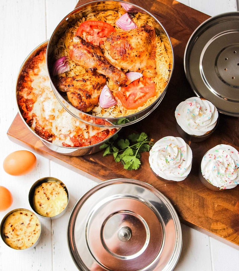 ecozoi Premium Extra Deep Stackable Steamer Insert Pans Pot in Pot for Instant Pot 6, 8 Quart Instant Pot Accessories - 2 Tier | Interchangeable Lids | Comes with 5 Additional Mini Cups for Baking - Image 5