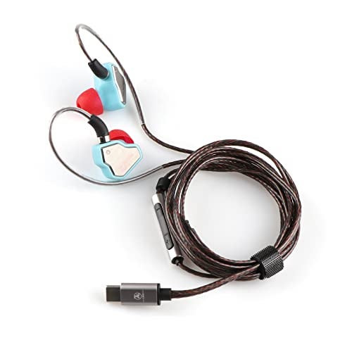 Linsoul سماعة لنسول 7Hz سالنوتس زيرو هاي فاي 10 مم سائق ديناميكي داخل الأذن مع غشاء مركب معدني لوحة وجه من الفولاذ المقاوم للصدأ كابل OFC قابل للفصل 2Pin (أزرق، مع ميكروفون، نوع C) - Image 4