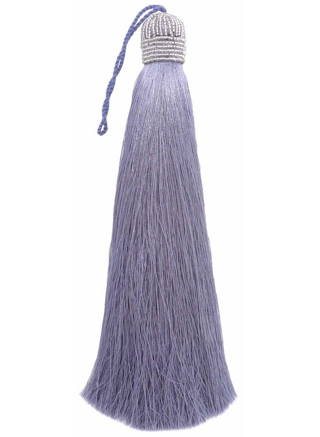 Tassellini Extra Long Silky 10 Inch Tassel with Beaded Head and Hanging Loop for Home Furniture, Interior DÃƒ©cor, Craft Accessory, DIY (Silver) - Image 5