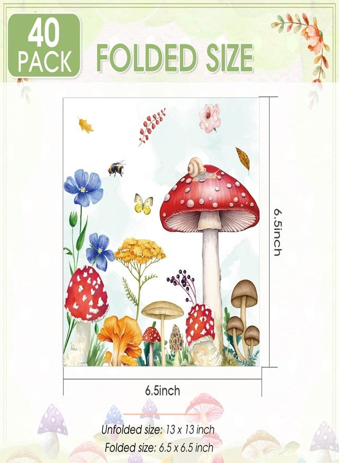 Muplaya 40pcs Mushroom Napkins for Mushroom Party Decorations 2-Ply Forest Birthday Decorations,Disposable Paper Fall Napkins for Fairy Tale Party Baby Shower Children's Birthday Party Supplies - Image 3