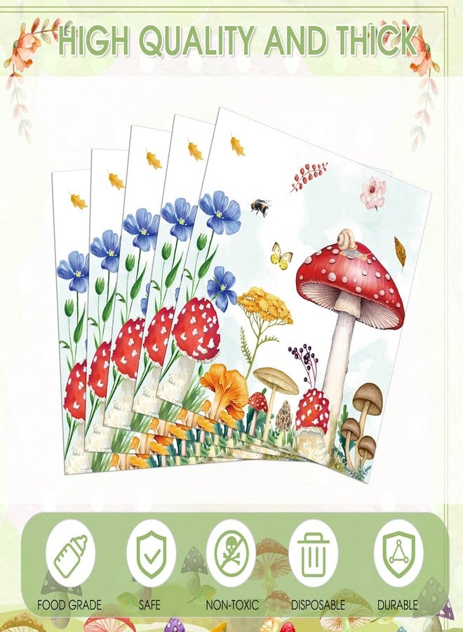 Muplaya 40pcs Mushroom Napkins for Mushroom Party Decorations 2-Ply Forest Birthday Decorations,Disposable Paper Fall Napkins for Fairy Tale Party Baby Shower Children's Birthday Party Supplies - Image 2