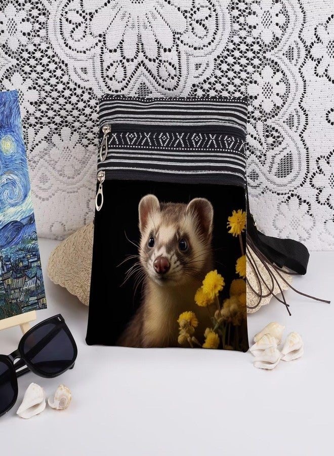 XiaoGalaee Mustelid Ferret Print Crossbody Bag Wild Mustelid Lovers Gift Travel Stylish Messenger Bag for Adult Teens & Sisters Adjustable Shoulder Strap Women Men Birthday Gift - Image 3