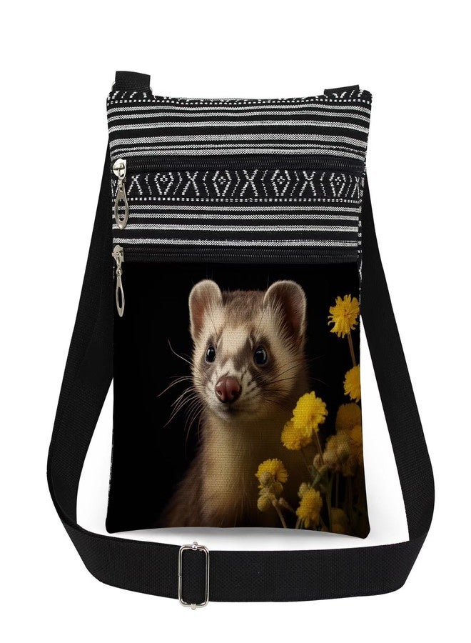 XiaoGalaee Mustelid Ferret Print Crossbody Bag Wild Mustelid Lovers Gift Travel Stylish Messenger Bag for Adult Teens & Sisters Adjustable Shoulder Strap Women Men Birthday Gift - Image 1