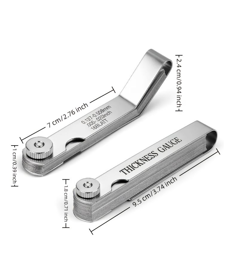 2 Pcs Feeler Gauges Set 32 Straight 16 Angled Blades Dual Sae Metric - Image 5