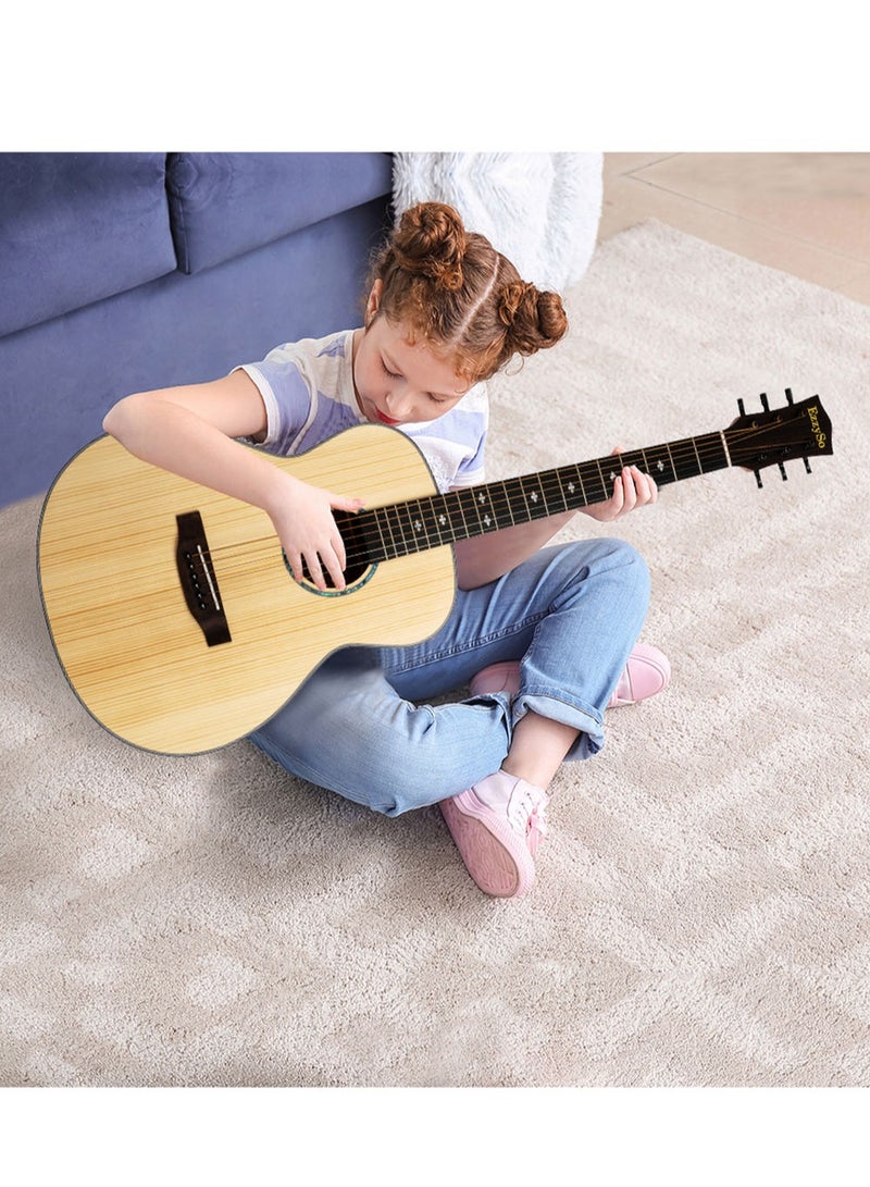 EzzySo جيتار سفر كلاسيكي بطول 36 بوصة مع مجموعة ملحقات للأطفال والمبتدئين والبالغين جيتار أكوستيك للسفر مع حقيبة جيتار وأوتار وحزام وقطع تنظيف ومشبك ضبط ودرع طبيعي من الخشب - Image 4