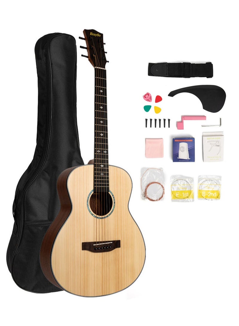 EzzySo جيتار سفر كلاسيكي بطول 36 بوصة مع مجموعة ملحقات للأطفال والمبتدئين والبالغين جيتار أكوستيك للسفر مع حقيبة جيتار وأوتار وحزام وقطع تنظيف ومشبك ضبط ودرع طبيعي من الخشب - Image 1