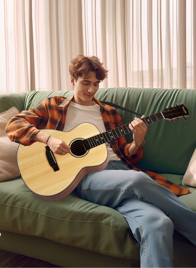 EzzySo جيتار سفر كلاسيكي بطول 36 بوصة مع مجموعة ملحقات للأطفال والمبتدئين والبالغين جيتار أكوستيك للسفر مع حقيبة جيتار وأوتار وحزام وقطع تنظيف ومشبك ضبط ودرع طبيعي من الخشب - Image 2