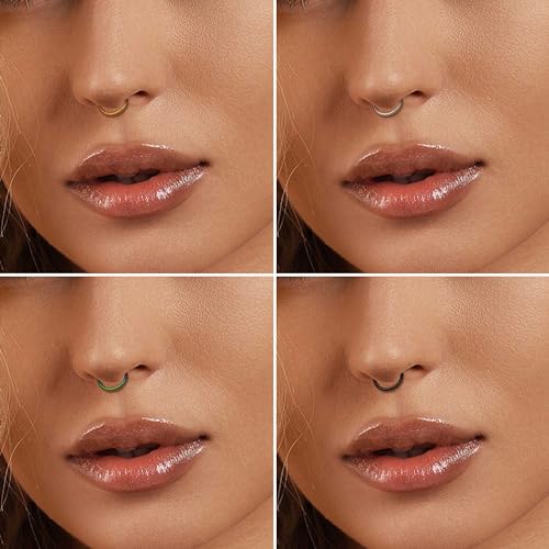 Jstyle 5 Pcs a Set 316L Stainless Steel Septum Piercing Nose Hoop Clicker Ring Hypoallergenic 16G 18G 20G - Image 4