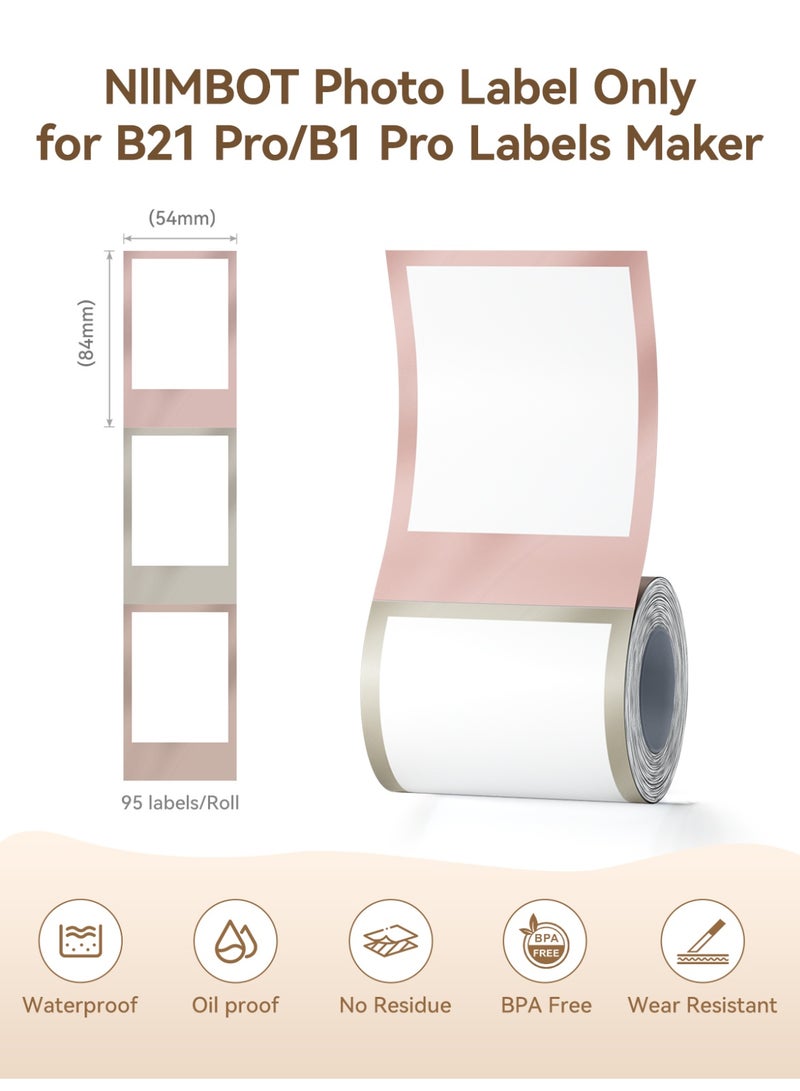 نيمبوت ملصقات صور NIIMBOT لآلة طباعة الملصقات B21 Pro/B1 Pro، 54 × 84 مم (2.13 بوصة × 3.31 بوصة)، 95 ملصقًا في كل لفة، ورق صور حراري، مثالية لصنع ملصقات الصور، والأعمال اليدوية، وملاحظات الدراسة، والهدايا، ووضع العلامات على دفاتر اليوميات - Image 2