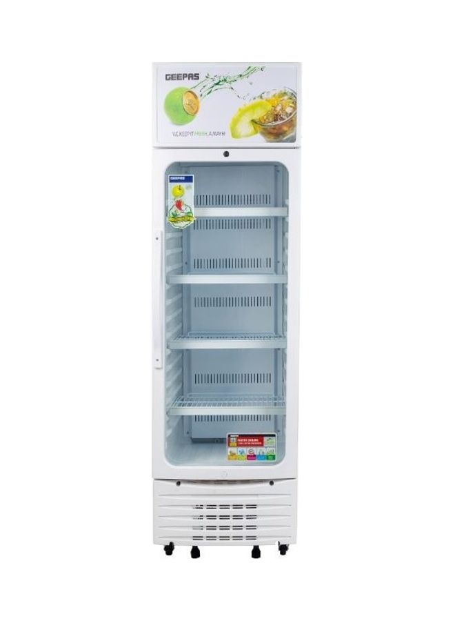 GEEPAS Upright Showcase Refrigerator with Adjustable Thermostat, Bottle Cooler, LED Lighting, Ideal for Beer, Wine & Drinks, Low Energy Compressor Fan 280 L 150 W GSC2807WRE White - Image 1