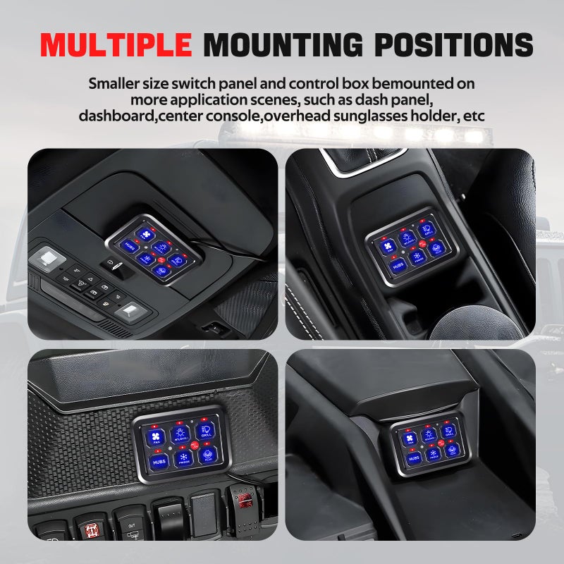 BARTOO 6 Gang Switch Panel with Automatic Dimmable On-Off LED Switch Pod Universal Circuit Control Relay System with Fuse Wiring Harness for Truck Jeep Trailer Car RV ATV UTV SUV - Image 5