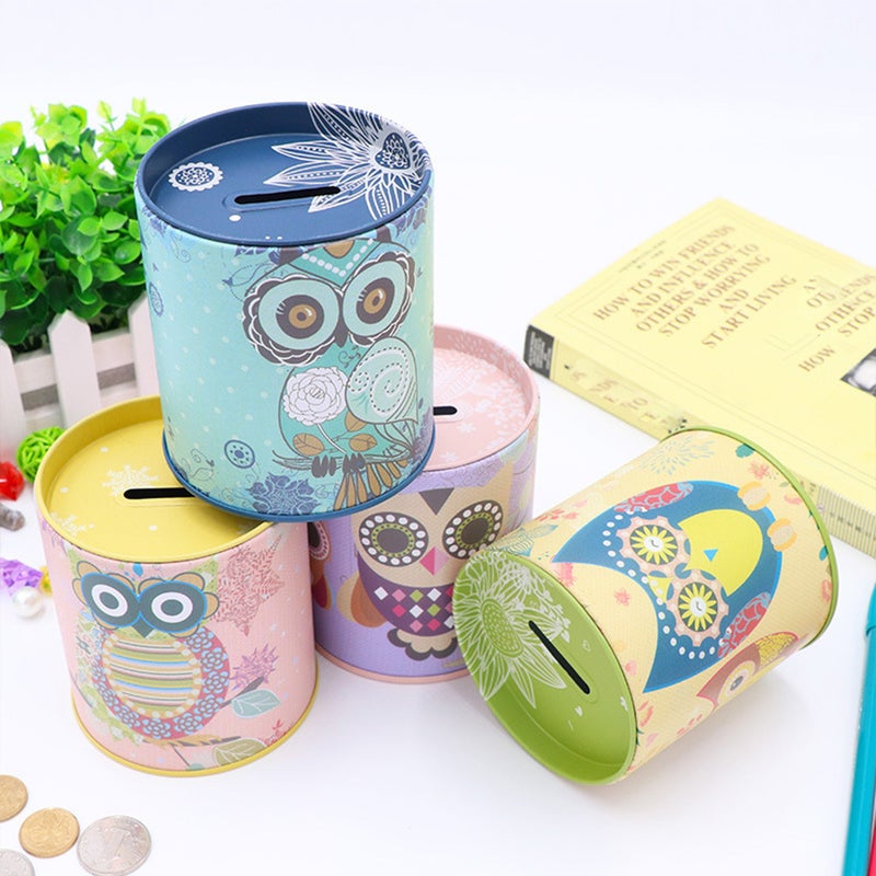 Owl Patterned Money Box Safe Cylinder Bank Banks For Deposit Storage Boxes Home Decoration( ) - Image 1