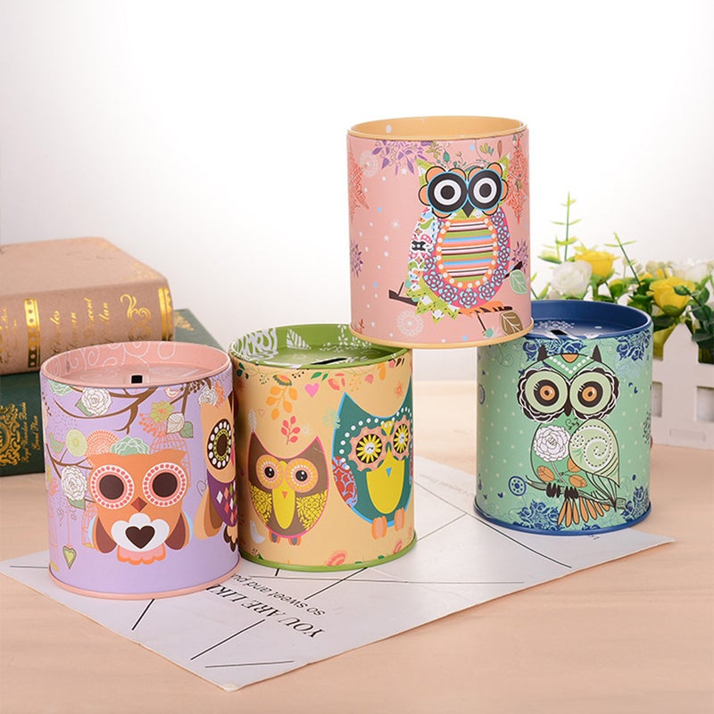 Owl Patterned Money Box Safe Cylinder Bank Banks For Deposit Storage Boxes Home Decoration( ) - Image 3