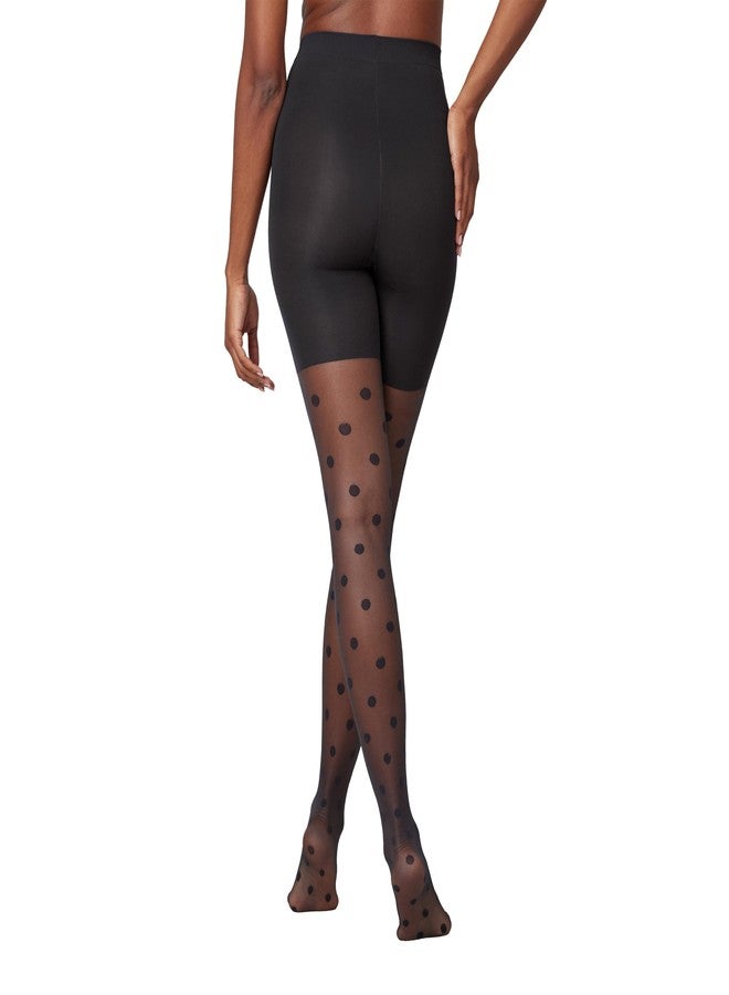 SPANX Tight End Tights - Comfortable Tummy Control Shapewear - No Visible Panty Lines - Sheer Polka Dot - Very Black - Size E - Image 2