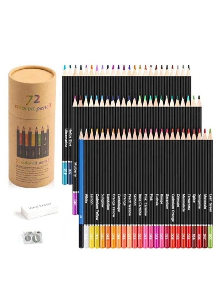 KALOUR  72-Color Oil-Based Colored Pencils Set – Soft Core, Vibrant & Blendable for Sketching, Shading & Adult Coloring Books – Art Supplies for Kids, Students & Artists, Includes Sharpener & Eraser - Image 1