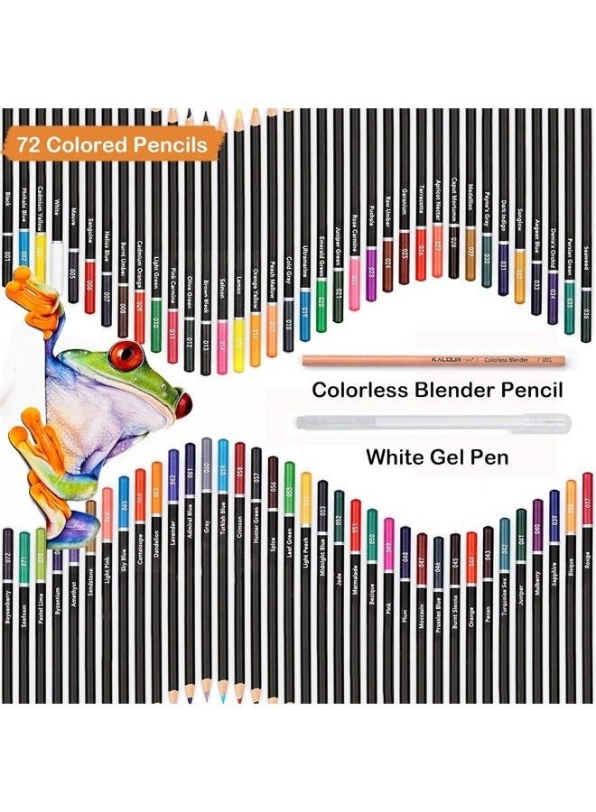 KALOUR  72-Color Oil-Based Colored Pencils Set – Soft Core, Vibrant & Blendable for Sketching, Shading & Adult Coloring Books – Art Supplies for Kids, Students & Artists, Includes Sharpener & Eraser - Image 3