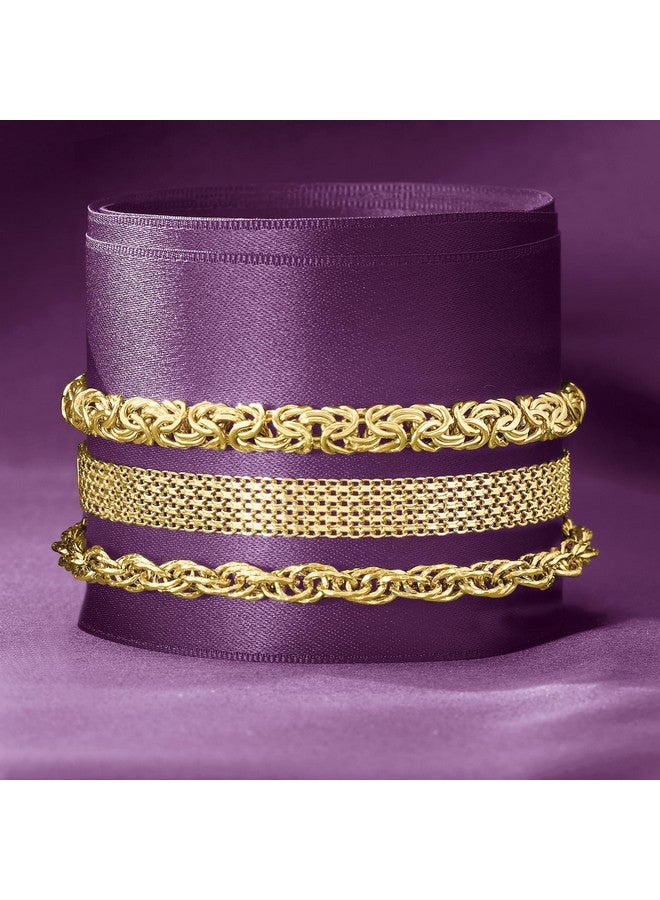 ROSS-SIMONS سوار بيسمارك لينك مطلي بالذهب عيار 18 قيراط فوق الفضة الاسترلينية. 7 بوصات - Image 3