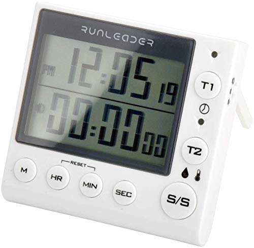 Jayron KT002A 2-Channel countdown and count up Timer alarm clock desk clock with Temperature and humidity display - Image 1