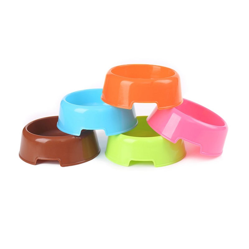 Bettli 5Pcs/Set Plastic Candy Color Pet Cat Dog Puppy Rabbit Animal Practical Food Water Bowl-Random Color - Image 1