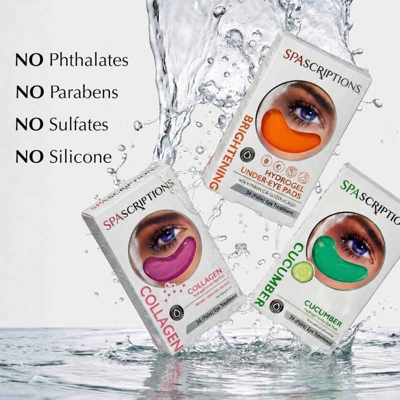 SpaScriptions Collagen Hydrogel Under Eye Patches - Anti-Wrinkle Eye Masks for Dark Circles & Puffiness, Firming & Hydrating Gel Eye Pads for Men & Women for Refreshing Daily Skin Care, 4 Pairs - Image 3