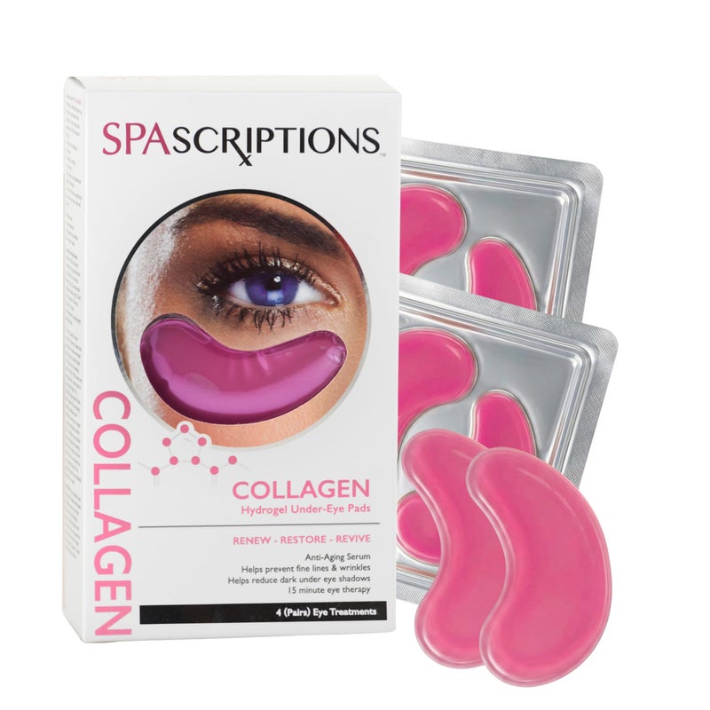 SpaScriptions Collagen Hydrogel Under Eye Patches - Anti-Wrinkle Eye Masks for Dark Circles & Puffiness, Firming & Hydrating Gel Eye Pads for Men & Women for Refreshing Daily Skin Care, 4 Pairs - Image 1