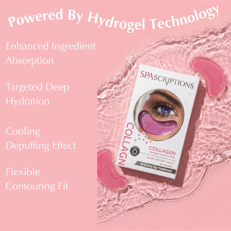 SpaScriptions Collagen Hydrogel Under Eye Patches - Anti-Wrinkle Eye Masks for Dark Circles & Puffiness, Firming & Hydrating Gel Eye Pads for Men & Women for Refreshing Daily Skin Care, 4 Pairs - Image 5