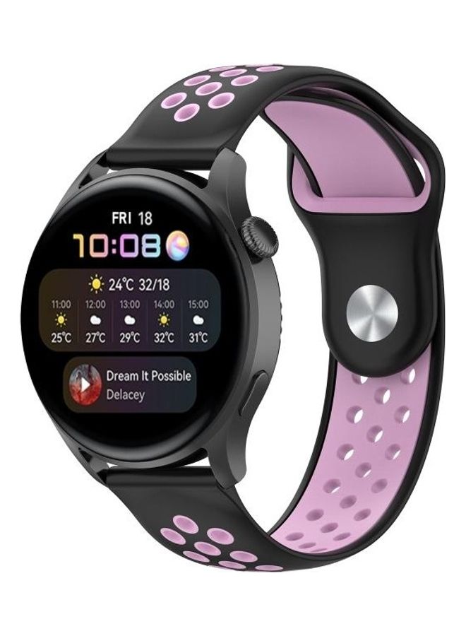 NIBEMINENT Two-Colour Silicone Replacement Strap Watchband For Huawei Watch 3/3 Pro 22mm Black - Image 4