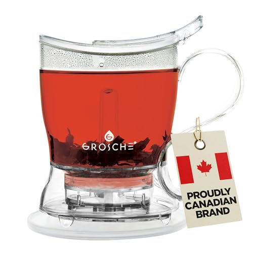 GROSCHE GROSCHE Aberdeen Tea Infuser Teapot  Smart Tea Maker  BPAFree DripFree Design  Coaster  Easy Brew  Easy Clean Steeper  Loose Leaf Brewing  Stylish Design  177 oz  1000 ml 