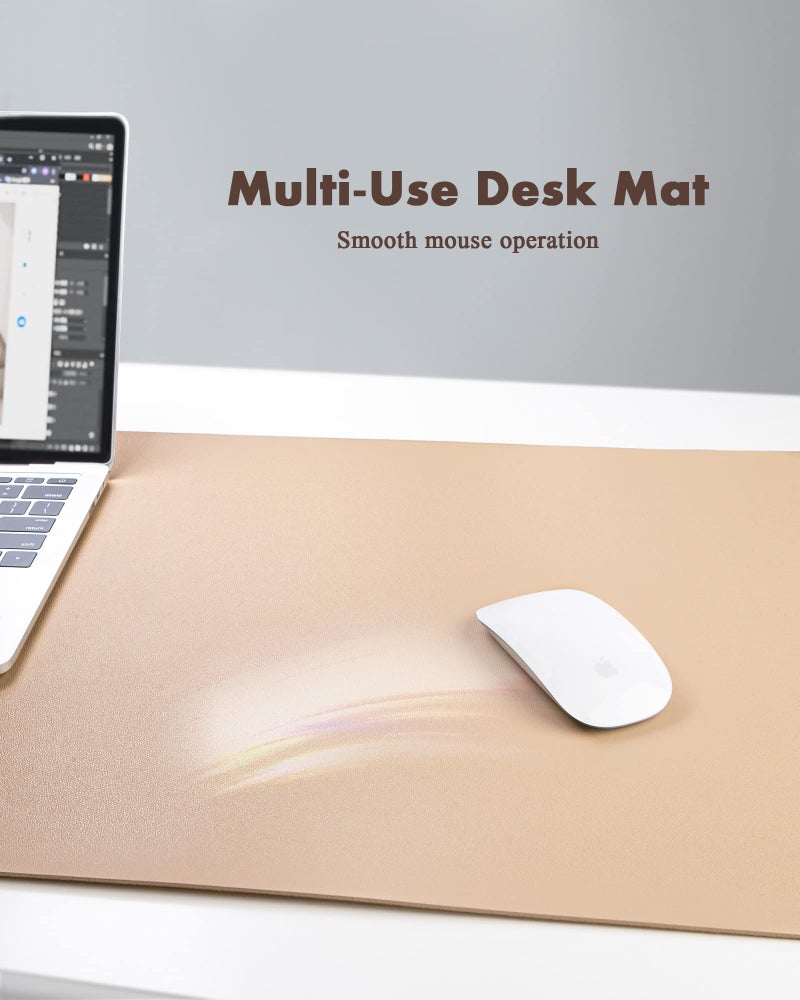 YSAGi Double-Sided Desk Pad, 35.4"x17"Leather Desk Mat, Eco Cork Desk Pad Protector,Large Mouse Pad,Waterproof Desk Blotter for Office/Home(Apricot) - Image 4