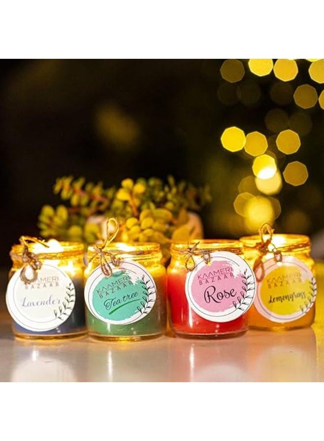 شمعة معطرة في برطمان نذري لتزيين ديوالي | برائحة الورد والخزامى والليمون وشجرة الشاي (عبوة من ٤ قطع) - Image 2