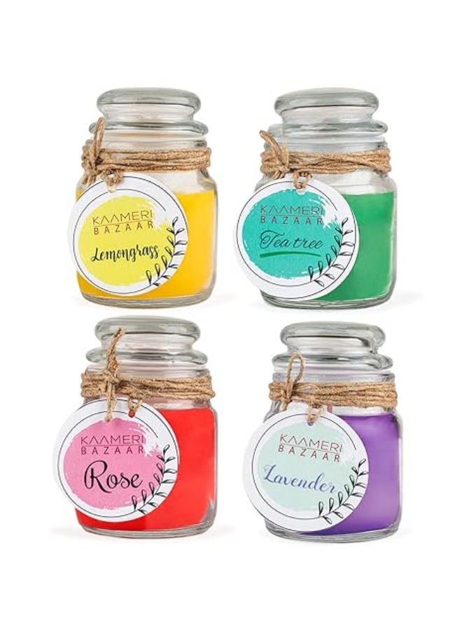 شمعة معطرة في برطمان نذري لتزيين ديوالي | برائحة الورد والخزامى والليمون وشجرة الشاي (عبوة من ٤ قطع) - Image 1