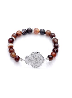 Subhati Bracelet with metal Parts and Agate Stone | 8 MM Beads - 18  - Image 1