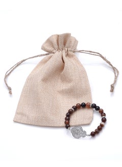 Subhati Bracelet with metal Parts and Agate Stone | 8 MM Beads - 18  - Image 2