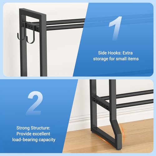 VOPEAK 3-Tier Adjustable Dumbbell Rack, 31-Inch Weight Rack for Home Gym with 4 Hooks, Home Gym Storage for Kettlebells, Space-Saving Dumbbell Stand - 400LB Capacity (Rack Only) - Image 5