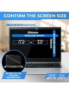 Generic شاشة خصوصية للكمبيوتر المحمول مقاس 13.3 بوصة متوافقة مع Lenovo Hp Dell Acer Asus Thinkpad Envy Xps، واقي مرشح الضوء الأزرق القابل للإزالة بنسبة 16:9 ومضاد للوهج، 13 بوصة درع الخصوصية لشاشة الكمبيوتر  - Image 3