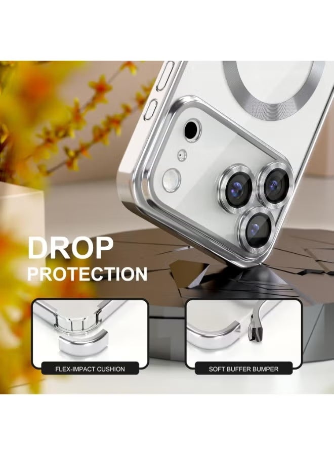 UMIXPRO iPhone 17 Pro Max Case with Screen Protector Full Camera Cover Protection Compatible with MagSafe Clear Magnetic Slim IPhone 17 Pro Max Case Silver - Image 3