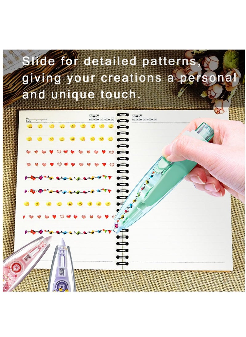 Excefore Decorative Correction Tape, 3Pcs Cute Pattern Press Type Decorative Pens for Kids, Decorative Tape Pen, Correction Tape Pen Set, Decorative Pens for Kids, Tape Pen for Scrapbooking Diary DIY Crafts  - Image 4