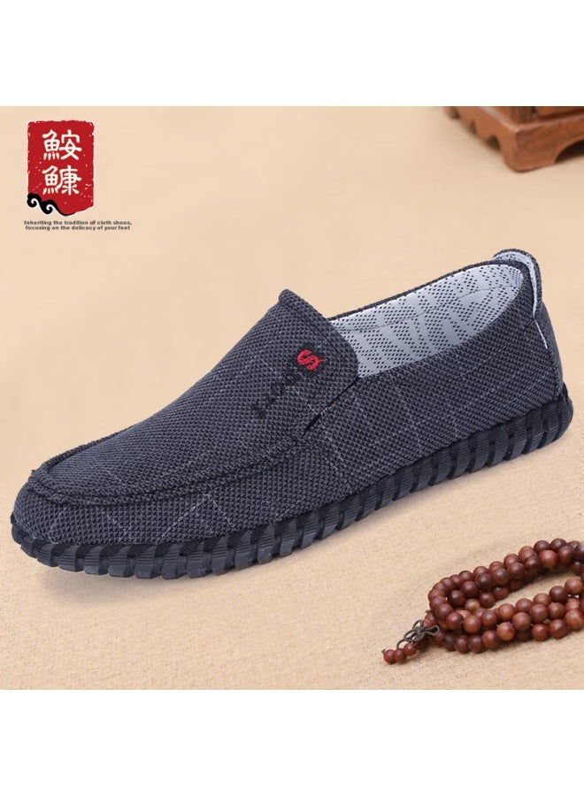 Anglerfish Monkfish Trend Men's Casual Shoes Dad Shoes Old Beijing Cloth Shoes Non-slip Breathable Soft Bottom Ak33355 Black Size 39 - Image 1