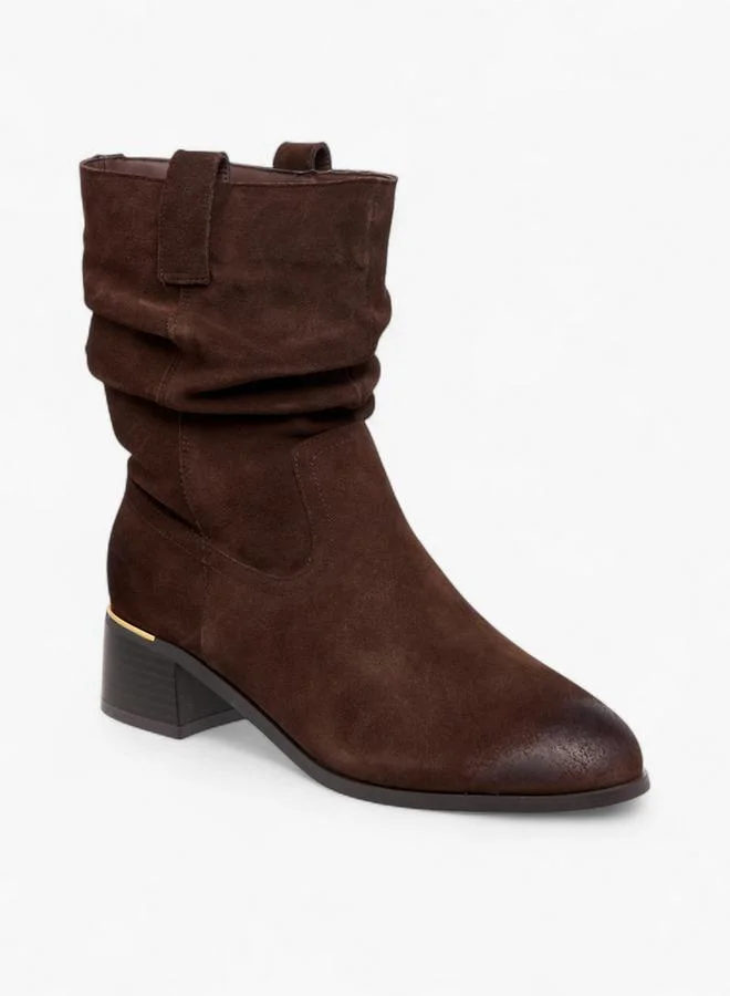 سيليست أحذية نسائية بكعب عريض وساق عالية بكسرات