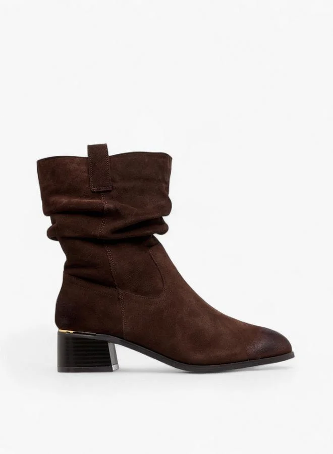 سيليست أحذية نسائية بكعب عريض وساق عالية بكسرات