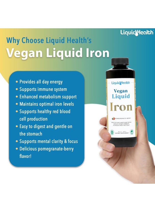 LIQUIDHEALTH مكمل الحديد السائل النباتي مع سون أكتيف وفيروشيل - طاقة طبيعية، دعم جهاز المناعة والتمثيل الغذائي، زيادة الوضوح العقلي، قبل وبعد الولادة - مصنوع في الولايات المتحدة، غير معدل وراثيًا (16 أونصة) - Image 3