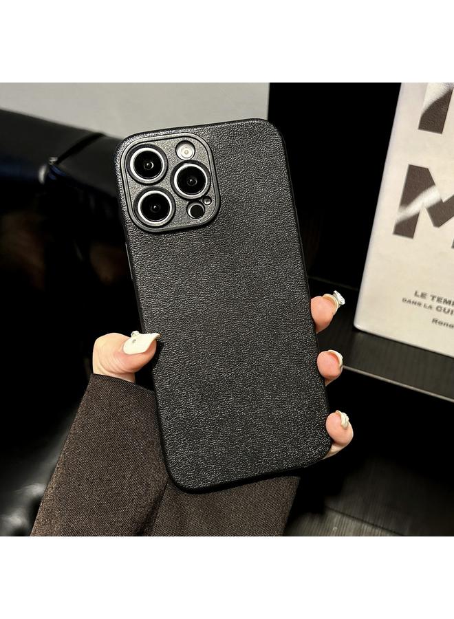 اس-توب جراب لهاتف iPhone 15 Plus مصنوع من مادة TPU ذات ملمس الليتشي وإطار عدسة أسود - Image 2