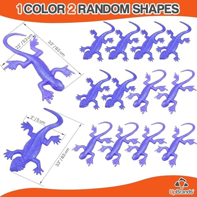 UpBrands 24 Pack PURPLE Super Stretchy Lizard Toys - Versatile Birthday Party Favors, Rubber Lizards for Kids, Reptile & Newt Toy, Stress-Relief Sticky & Purple Celebrations - Image 2