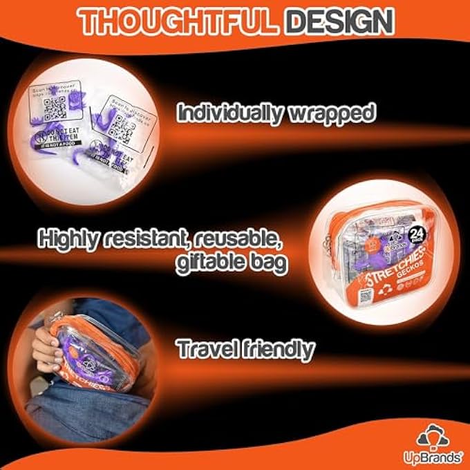 UpBrands 24 Pack PURPLE Super Stretchy Lizard Toys - Versatile Birthday Party Favors, Rubber Lizards for Kids, Reptile & Newt Toy, Stress-Relief Sticky & Purple Celebrations - Image 4