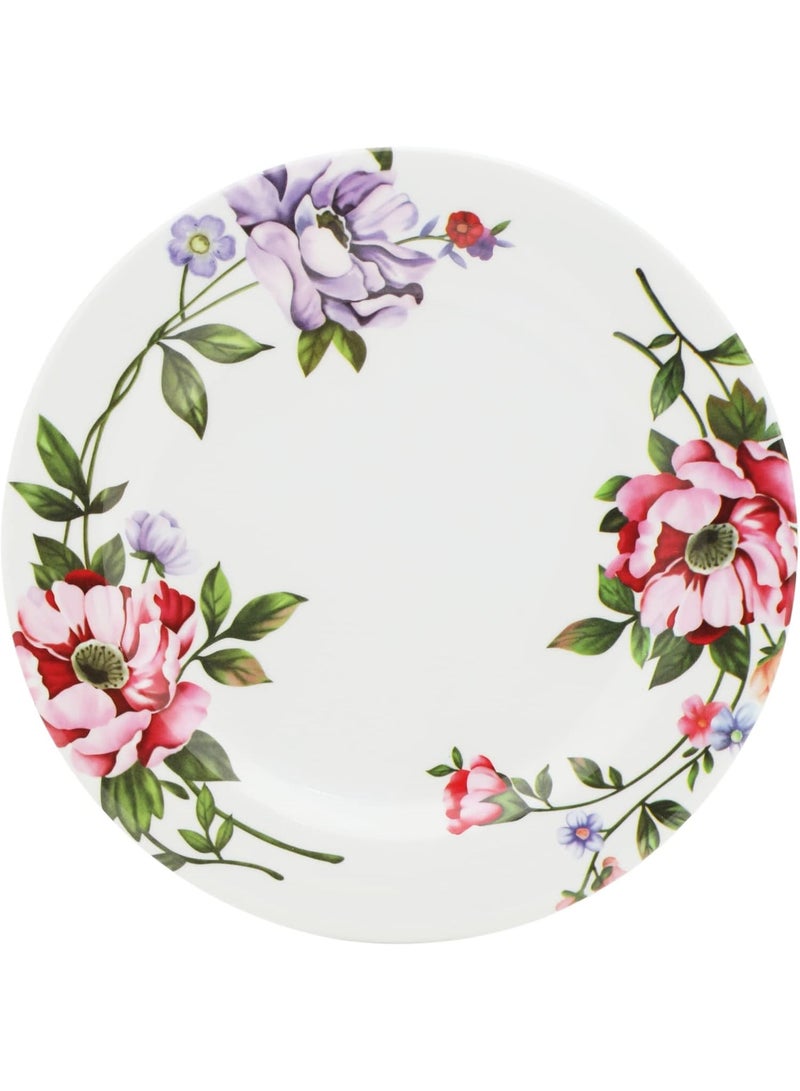 Abir Melamine Flat Plate 15 CM / 5.91 INCH White Floral Design For Food Kitchen Use Outdoor & Restaurant Decorative Multi Purpose Server Tray/Platter - Image 1