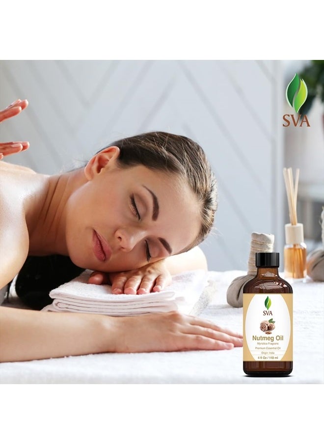 SVA Organics SVA Nutmeg Essential Oil 4oz (118 ml) Premium Essential Oil with Dropper for Skincare, Body Massage, Diffuser, Aromatherapy & Hair Care  - Image 5